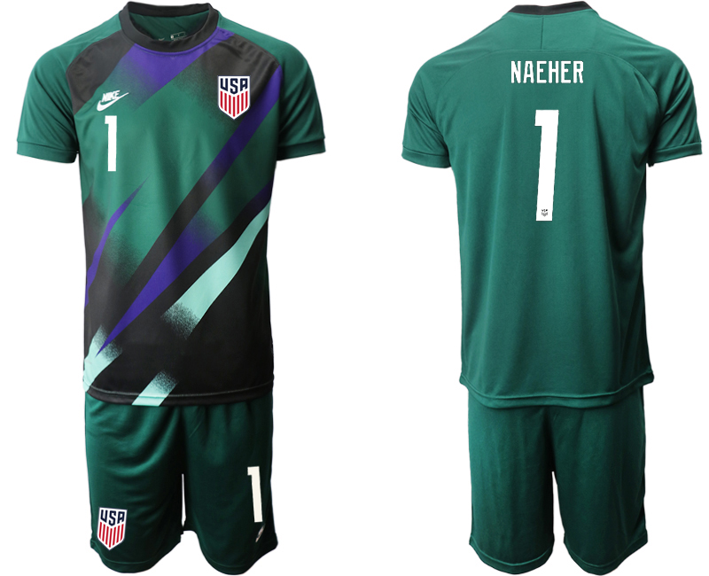 Men 2020-2021 Season National team United States goalkeeper green #1 Soccer Jersey2->united states jersey->Soccer Country Jersey